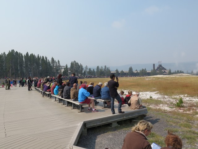 So many people watching Old Faithful